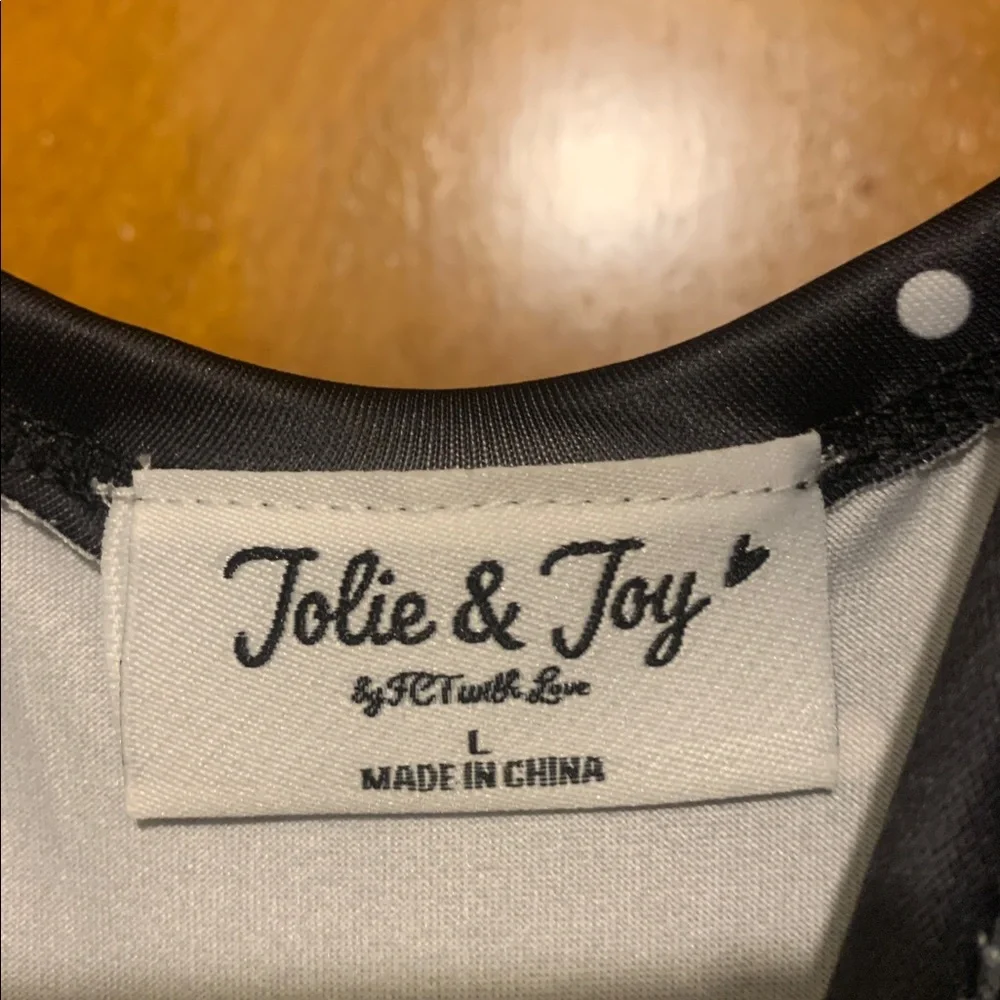 NWT Jolie & Joy Size L Black Polka Dot Bubble Skirt Mini Dress - Picture 3 of 6